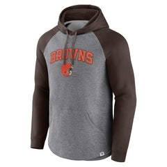 Cleveland Browns By Design Raglan Pullover Hoodie Heathered Gray/Brown - Fanatics