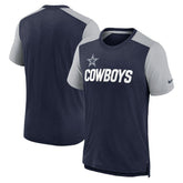 Dallas Cowboys Color Block Team Name T-Shirt Heathered Navy/Heathered Gray - Nike