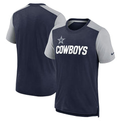 Dallas Cowboys Color Block Team Name T-Shirt Heathered Navy/Heathered Gray - Nike