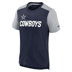 Dallas Cowboys Color Block Team Name T-Shirt Heathered Navy/Heathered Gray - Nike