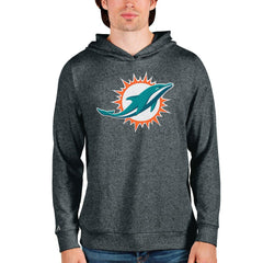 Miami Dolphins Antigua Team Absolute Pullover Hoodie Heathered Charcoal - NFL