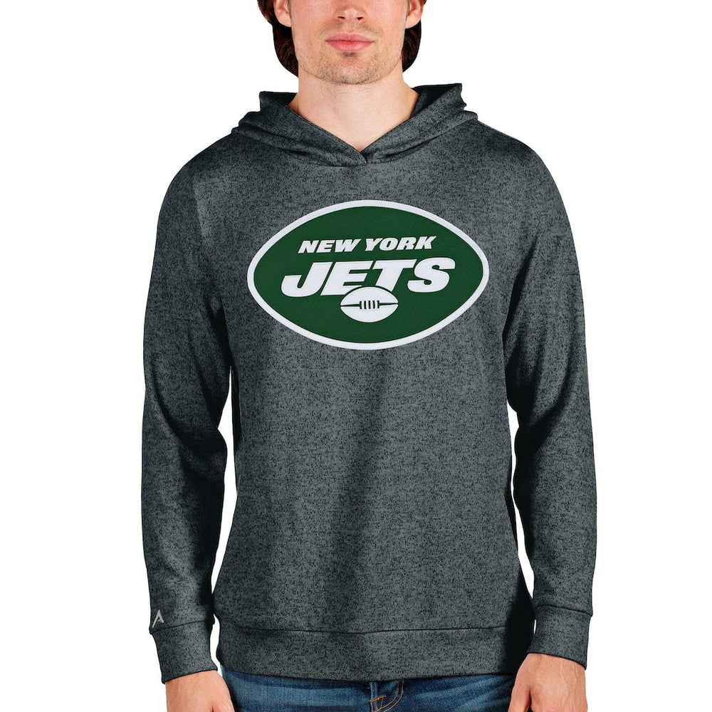 New York Jets Antigua Team Absolute Pullover Hoodie Heathered Charcoal - NFL
