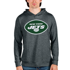 New York Jets Antigua Team Absolute Pullover Hoodie Heathered Charcoal - NFL