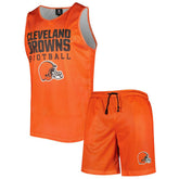 Cleveland Browns FOCO Colorblock Mesh V-Neck & Shorts Set Orange - NFL