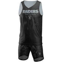 Las Vegas Raiders FOCO Colorblock Mesh V-Neck & Shorts Set Black - NFL