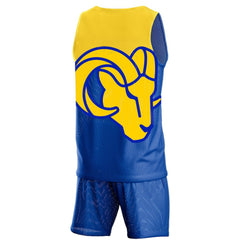 Los Angeles Rams FOCO Colorblock Mesh V-Neck & Shorts Set Royal - NFL