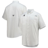 Dallas Cowboys Tamiami Omni-Shade Button-Down Short Sleeve Shirt White - Columbia