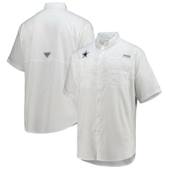 Dallas Cowboys Tamiami Omni-Shade Button-Down Short Sleeve Shirt White - Columbia