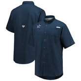 Dallas Cowboys Tamiami Omni-Shade Button-Down Short Sleeve Shirt Navy - Columbia