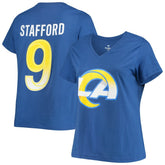 Matthew Stafford Los Angeles Rams Women's Plus Size Player Name & Number V-Neck T-Shirt Royal - Fanatics