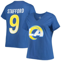 Matthew Stafford Los Angeles Rams Women's Plus Size Player Name & Number V-Neck T-Shirt Royal - Fanatics