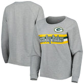 Green Bay Packers Juniors All Striped Up Raglan Long Sleeve T-Shirt Heathered Gray - NFL