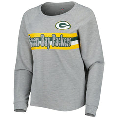 Green Bay Packers Juniors All Striped Up Raglan Long Sleeve T-Shirt Heathered Gray - NFL