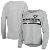 Las Vegas Raiders Juniors All Striped Up Raglan Long Sleeve T-Shirt Heathered Gray - NFL