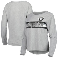 Las Vegas Raiders Juniors All Striped Up Raglan Long Sleeve T-Shirt Heathered Gray - NFL