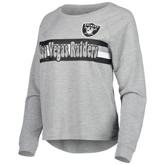Las Vegas Raiders Juniors All Striped Up Raglan Long Sleeve T-Shirt Heathered Gray - NFL