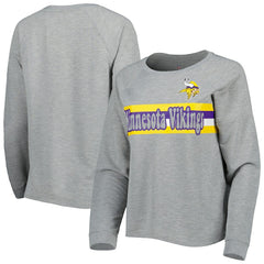 Minnesota Vikings Juniors All Striped Up Raglan Long Sleeve T-Shirt Heathered Gray - NFL