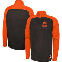 Cleveland Browns New Era Combine Authentic O-Line Raglan Half-Zip Jacket Brown - NFL