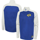 Los Angeles Rams New Era Combine Authentic O-Line Raglan Half-Zip Jacket Royal - NFL