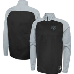 Las Vegas Raiders New Era Combine Authentic O-Line Raglan Half-Zip Jacket Black - NFL