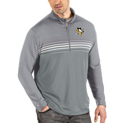 Pittsburgh Penguins Antigua Pace Quarter-Zip Pullover Top Gray