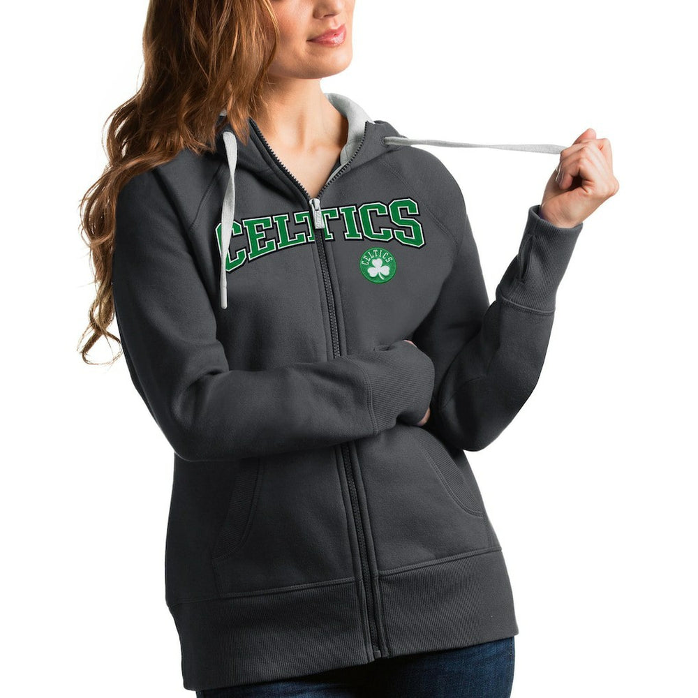 NBA - Boston Celtics Antigua Women's Team Victory Full-Zip Hoodie - Charcoal