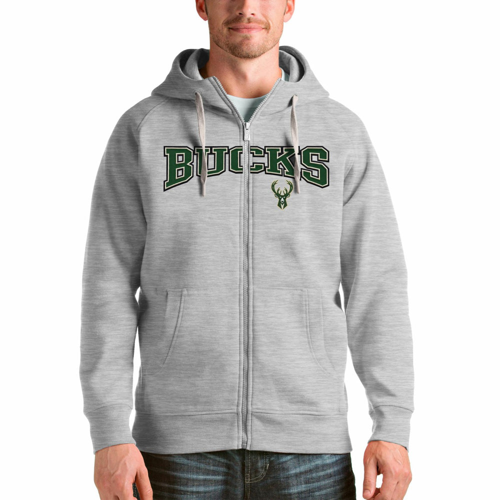 NBA - Milwaukee Bucks Antigua Victory Full-Zip Hoodie - Heathered Gray