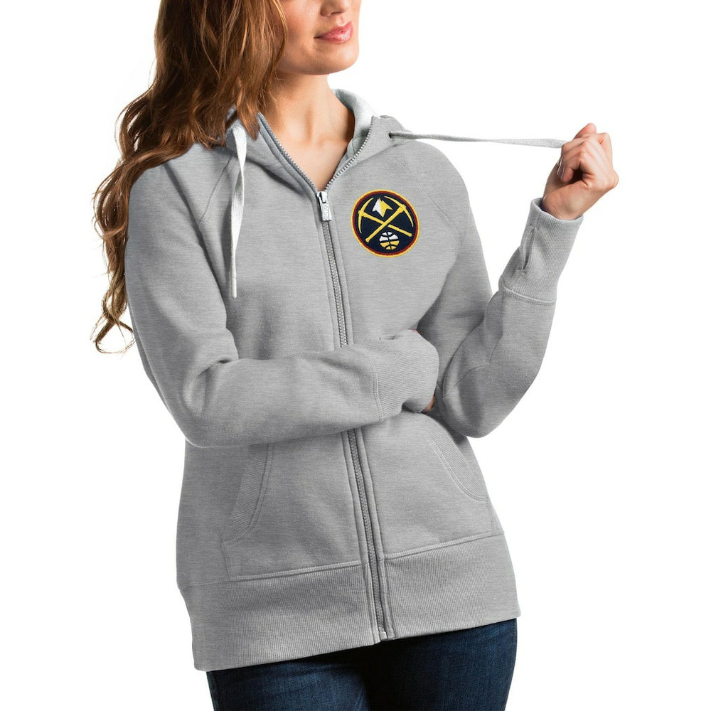 NBA - Denver Nuggets Antigua Women's Victory Full-Zip Hoodie - Heathered Gray