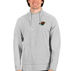 Minnesota Wild - Antigua Team Reward Crossover Neckline Pullover Sweatshirt Heathered Gray