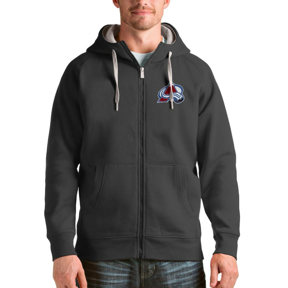 Colorado Avalanche - Antigua Logo Victory Full-Zip Hoodie Charcoal