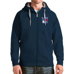 New York Rangers Antigua Logo Victory Full-Zip Hoodie Navy