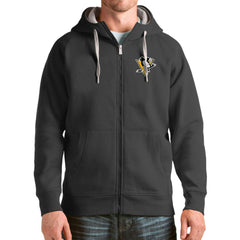 Pittsburgh Penguins Antigua Logo Victory Full-Zip Hoodie Charcoal
