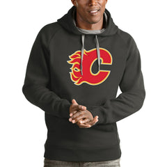 Calgary Flames - Antigua Logo Victory Pullover Hoodie Charcoal