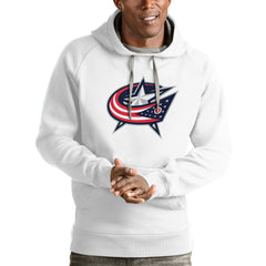 Columbus Blue Jackets - Antigua Logo Victory Pullover Hoodie White