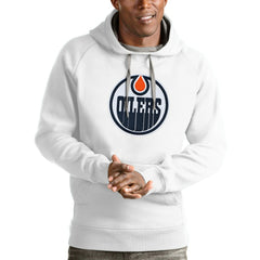 Edmonton Oilers - Antigua Logo Victory Pullover Hoodie White