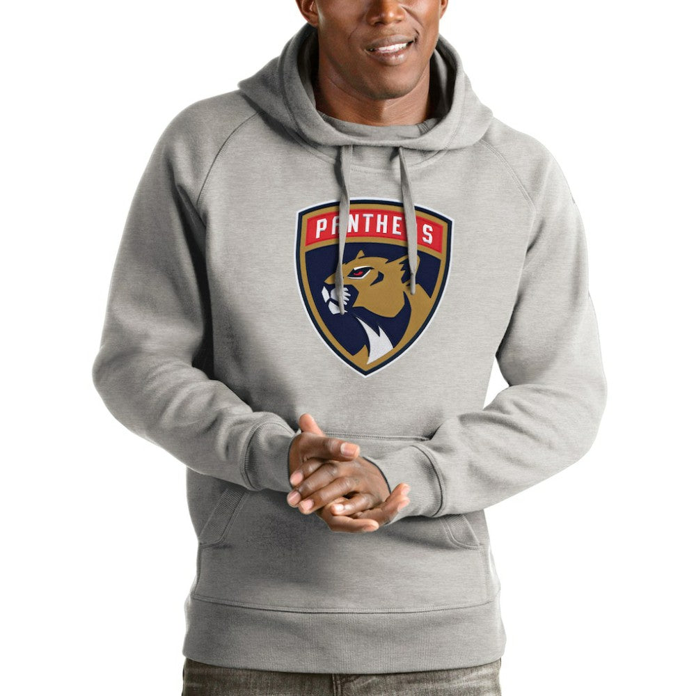 Florida Panthers - Antigua Logo Victory Pullover Hoodie Heathered Gray