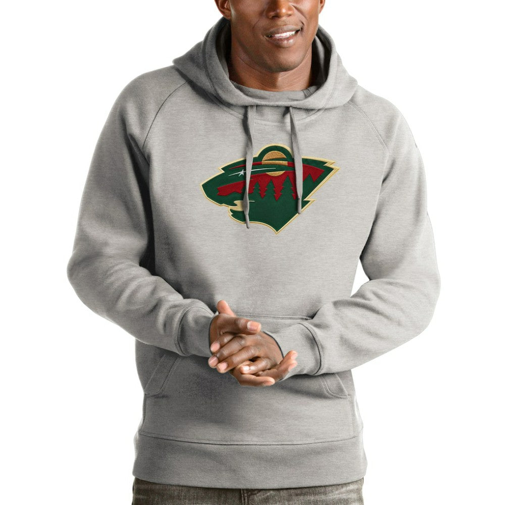 Minnesota Wild - Antigua Logo Victory Pullover Hoodie Heathered Gray