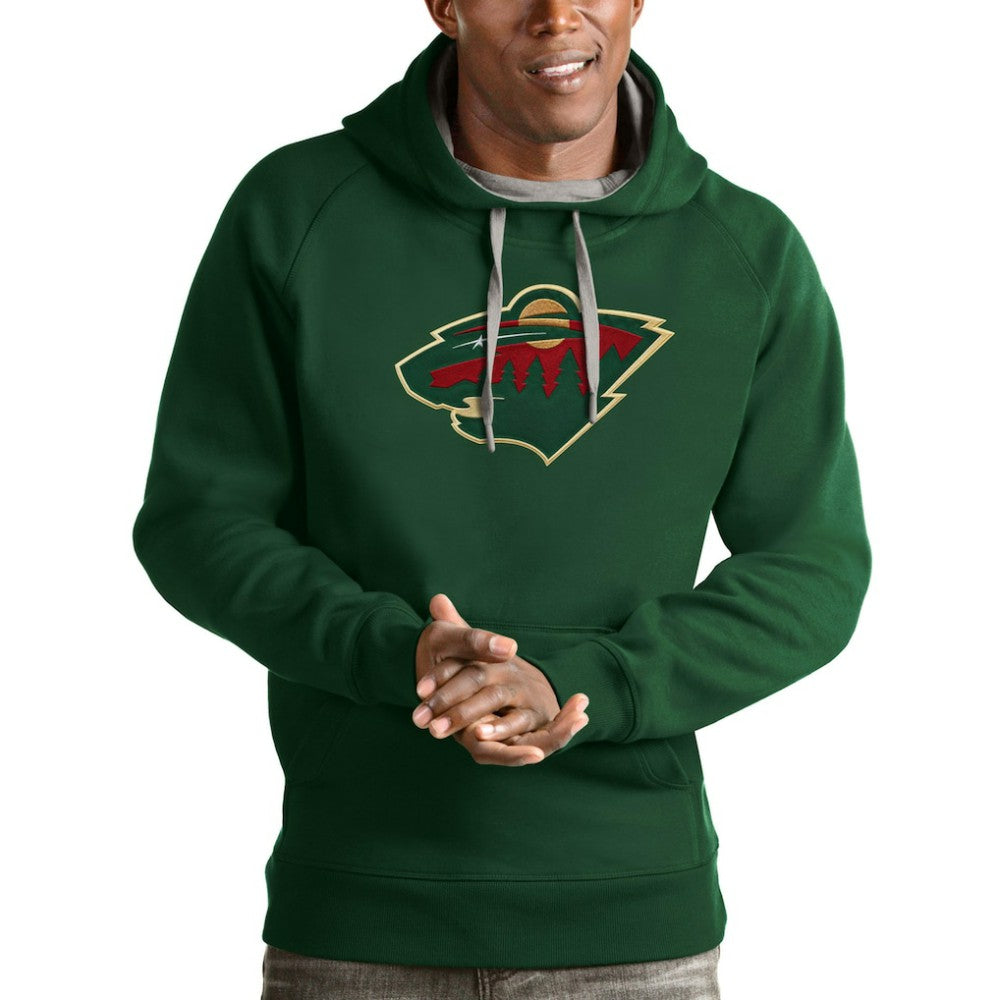 Minnesota Wild - Antigua Logo Victory Pullover Hoodie Hunter Green