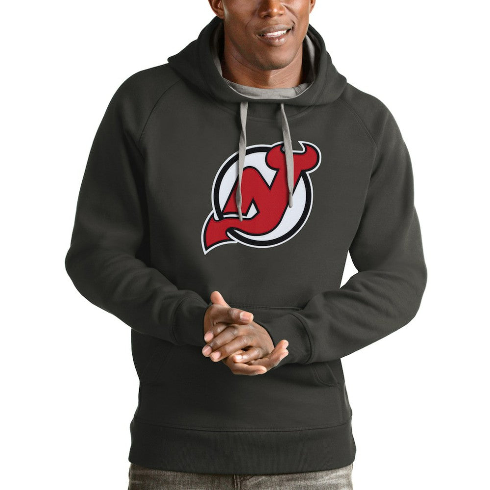 New Jersey Devils - Antigua Logo Victory Pullover Hoodie Charcoal
