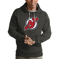 New Jersey Devils - Antigua Logo Victory Pullover Hoodie Charcoal