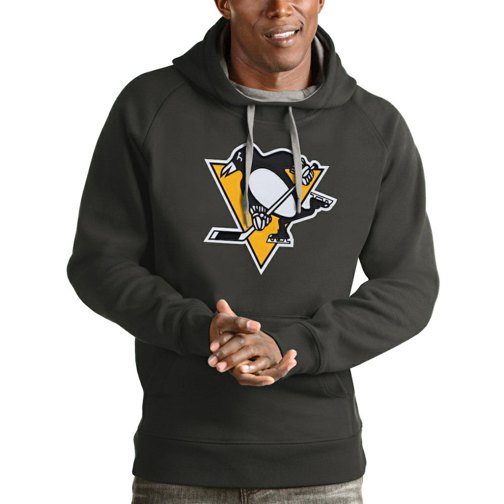 Pittsburgh Penguins Antigua Logo Victory Pullover Hoodie Charcoal