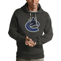 Vancouver Canucks - Antigua Logo Victory Pullover Hoodie Charcoal