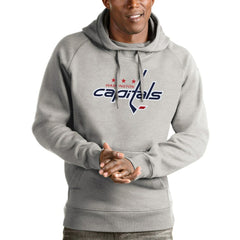 Washington Capitals Antigua Logo Victory Pullover Hoodie Heathered Gray