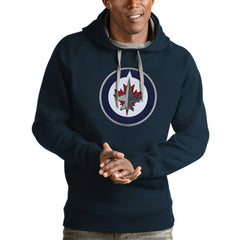 Winnipeg Jets - Antigua Logo Victory Pullover Hoodie Navy
