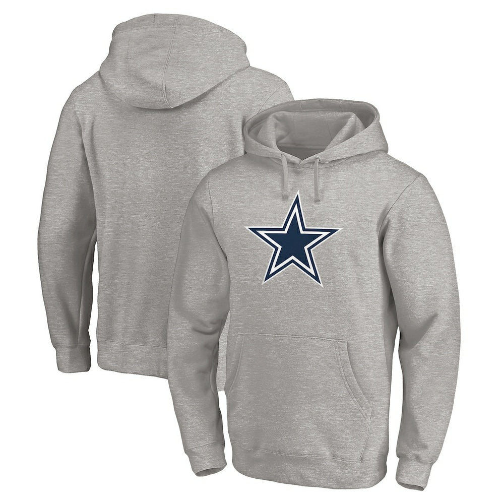 Dallas Cowboys Primary Logo Fitted Pullover Hoodie Heather Gray - NFL