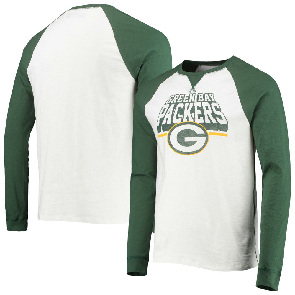 Green Bay Packers Junk Food Colorblock Raglan Long Sleeve T-Shirt White/Green - NFL