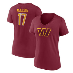 Terry McLaurin Washington Commanders Women's Player Icon Name & Number V-Neck T-Shirt Burgundy - Fanatics