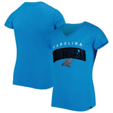 Carolina Panthers New Era Girls Youth Reverse Sequin Wordmark V-Neck T-Shirt Blue - NFL