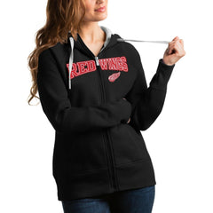 Detroit Red Wings - Antigua Women's Wordmark Victory Full-Zip Hoodie Black
