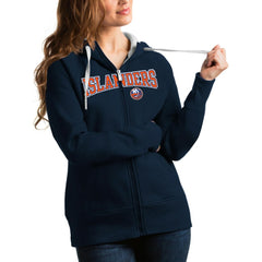 New York Islanders - Antigua Women's Wordmark Victory Full-Zip Hoodie Navy